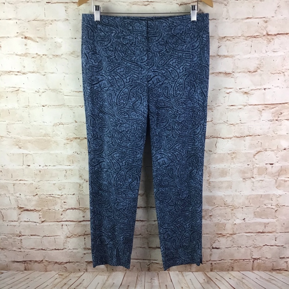 J Jill blue paisley cropped pants Size 10